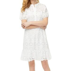 J. Crew White eyelet Puff Sleeve Sundress size 0 new without tags